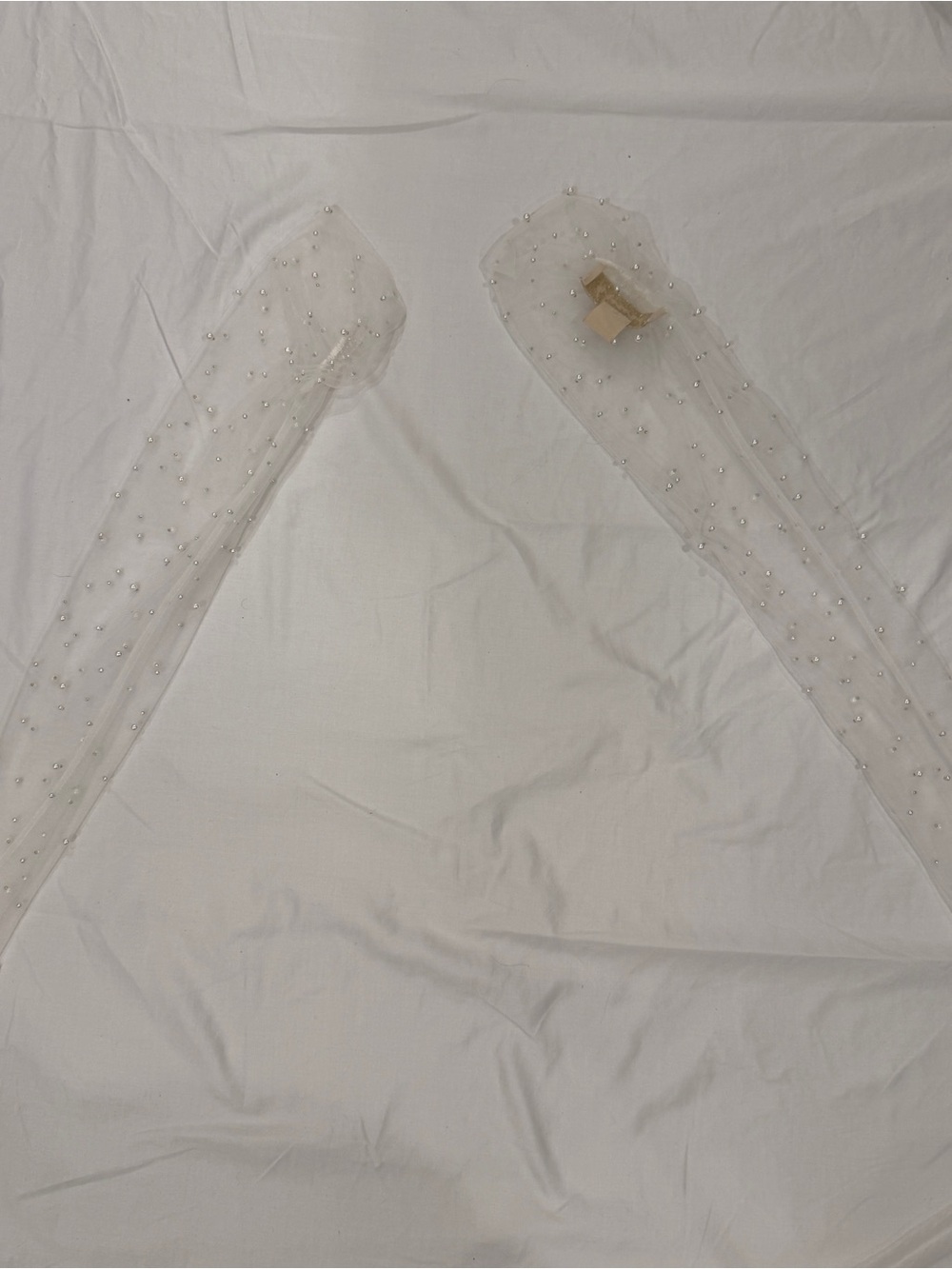NWOT Jenny by Jenny Yoo Allison Pearl Tulle Fingerless Bridal Sleeves Ivory Sz 4 - Picture 3 of 11